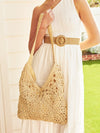DIAMOND CROSSBODY STRAW TOTE BAG