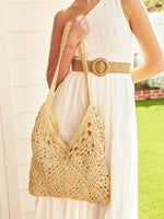 DIAMOND CROSSBODY STRAW TOTE BAG