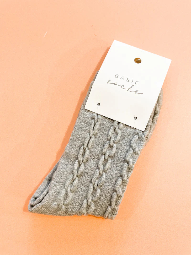 WINTER CABLE WOOLEN CREW SOCKS
