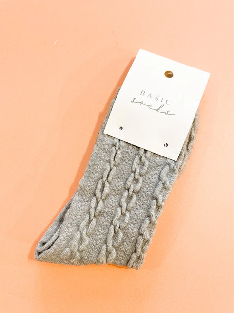 WINTER CABLE WOOLEN CREW SOCKS