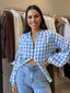DOLCE BLOUSE - BLUE CHECK