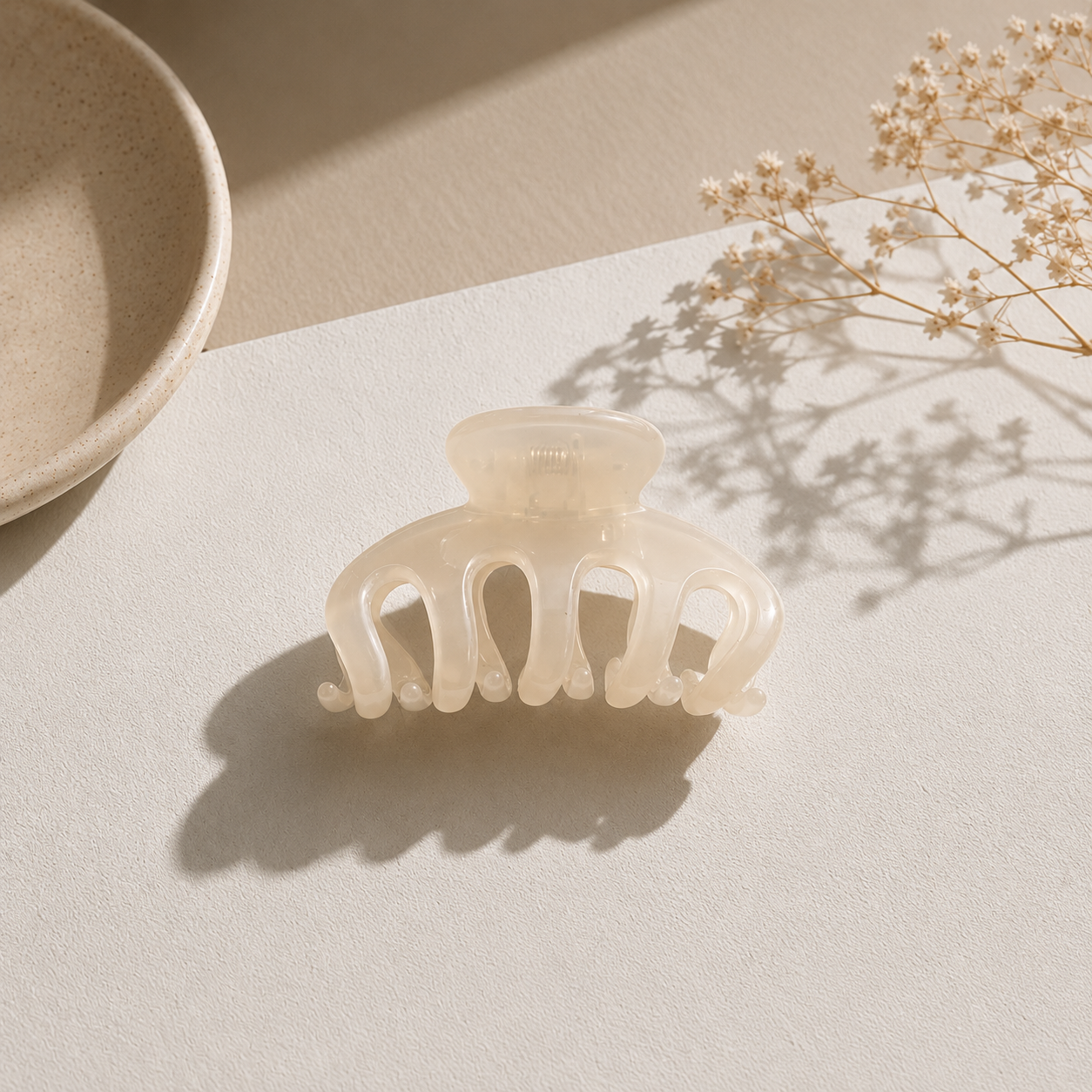 FLEUR HAIR CLAW - CLEAR PEARL