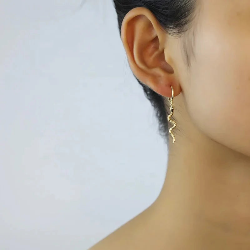 Boho & Mala Huggies 18k Gold Plated Snake Hoop Earrings