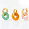 Boho & Mala Pink Stone Disk Gold Plated Earrings