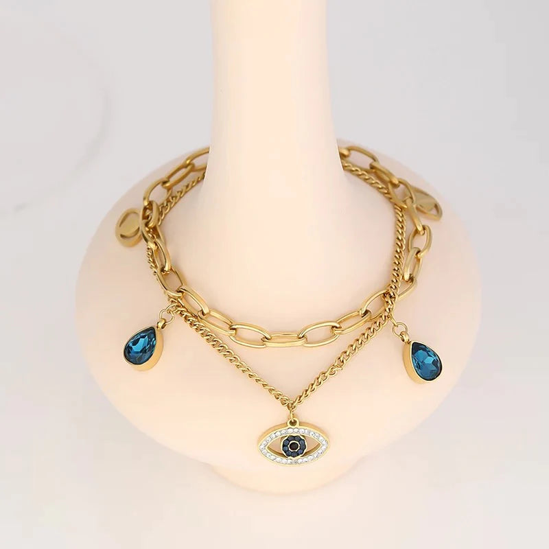 Boho & Mala Evil Eye Gold Bracelet