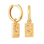 Boho & Mala Star & Moon Huggies 18k Gold Plated Hoop Earrings