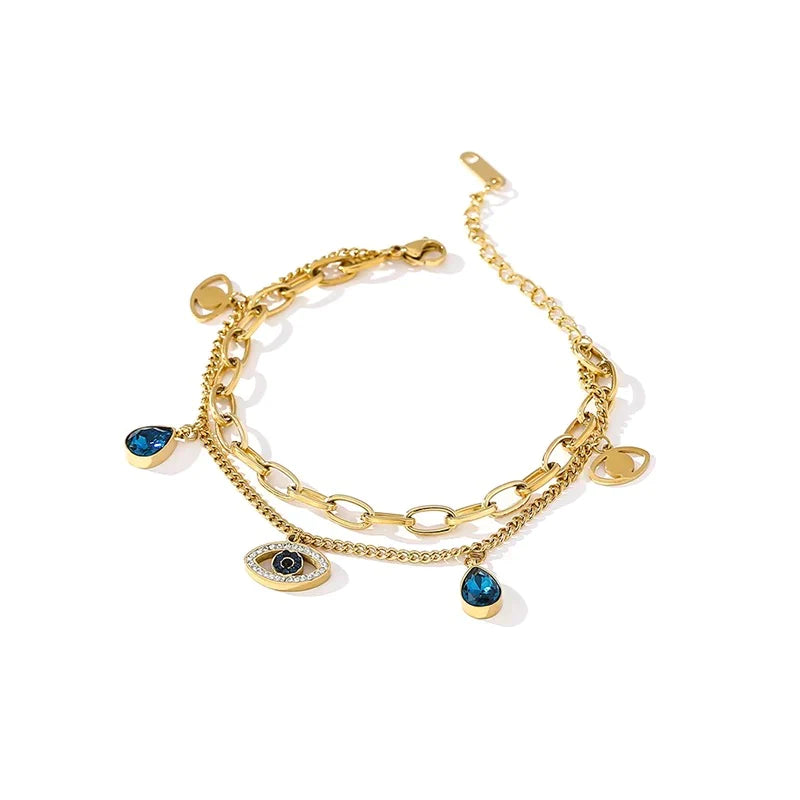 Boho & Mala Evil Eye Gold Bracelet