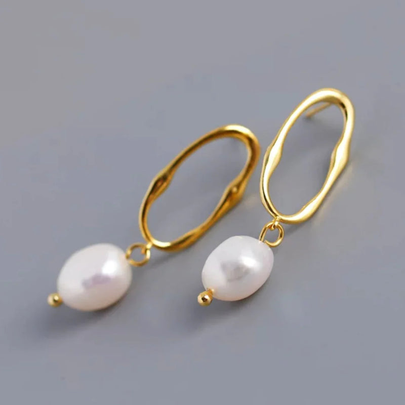 Boho & Mala Natural Freshwater Pearl 18k Gold Plated Drop Earrings