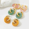 Boho & Mala Pink Stone Disk Gold Plated Earrings