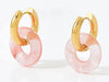 Boho & Mala Pink Stone Disk Gold Plated Earrings