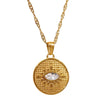 Boho & Mala 18k Gold / Stainless Steel Zircon Eye Pendant Necklace