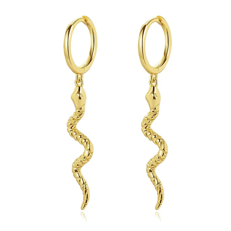 Boho & Mala Huggies 18k Gold Plated Snake Hoop Earrings