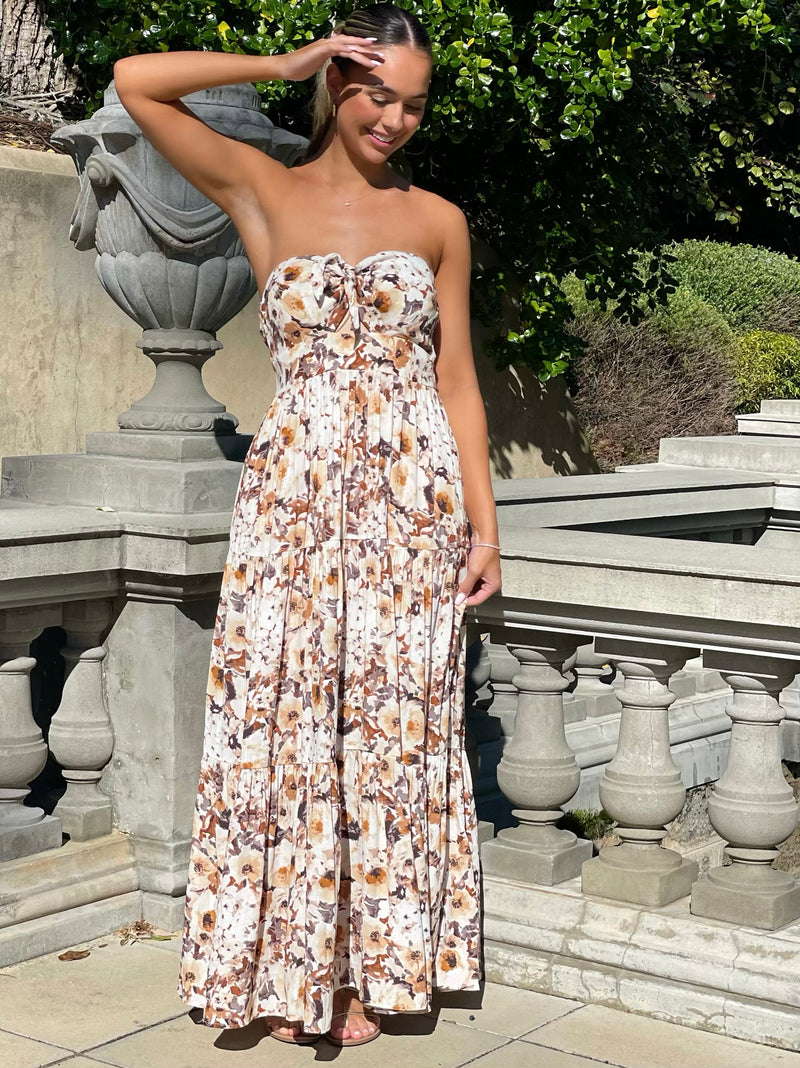 Zara Strapless Dress - White Floral