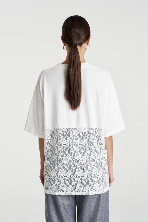 LACE PANEL TEE-LILY WHITE BY SUMMI SUMMI
