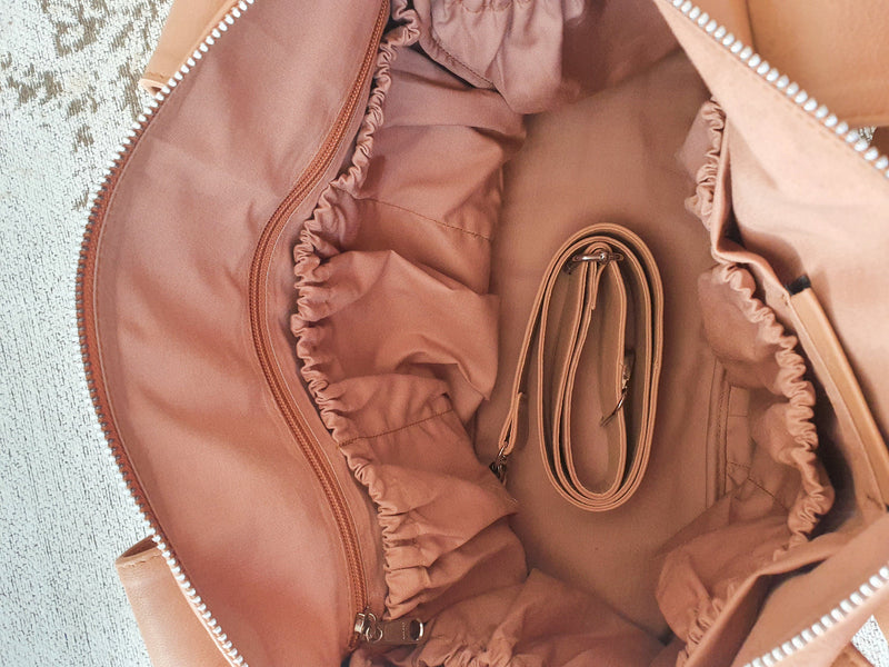Mika Leather Overnighter / Baby Bag - Tan
